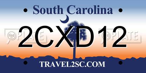 2CXD12 South Carolina License Plate