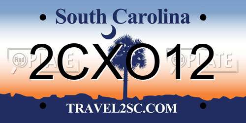 2CXO12 South Carolina License Plate