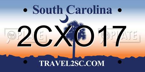 2CXO17 South Carolina License Plate