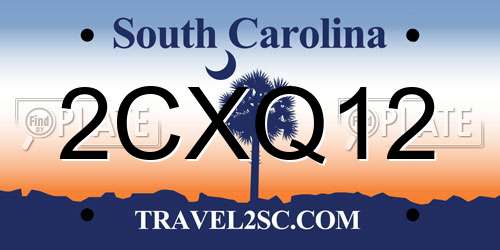 2CXQ12 South Carolina License Plate