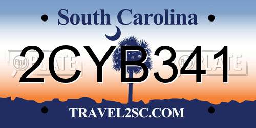 2CYB341 South Carolina License Plate