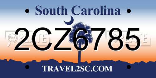 2CZ6785 South Carolina License Plate