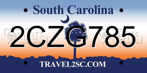 2CZG785 South Carolina License Plate