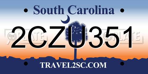 2CZU351 South Carolina License Plate