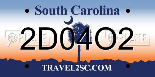2D04O2 South Carolina License Plate