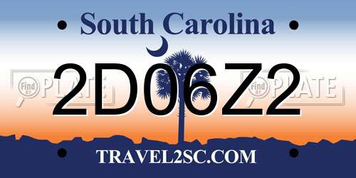2D06Z2 South Carolina License Plate