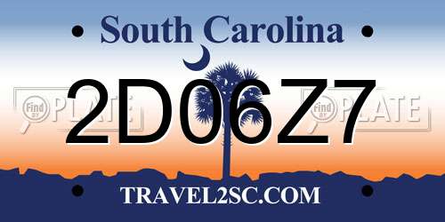 2D06Z7 South Carolina License Plate