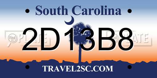2D13B8 South Carolina License Plate