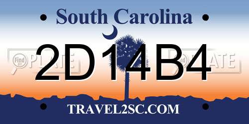 2D14B4 South Carolina License Plate