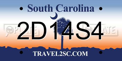 2D14S4 South Carolina License Plate