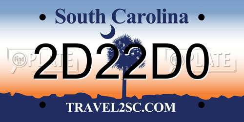 2D22D0 South Carolina License Plate