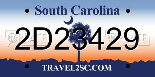 2D23429 South Carolina License Plate