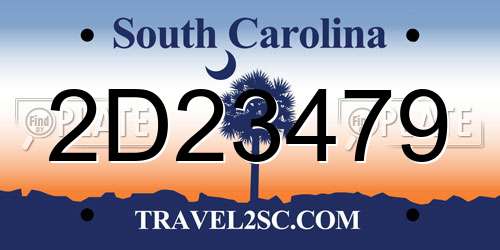 2D23479 South Carolina License Plate