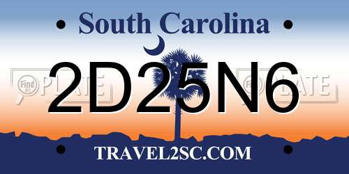 2D25N6 South Carolina License Plate