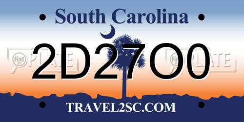 2D27O0 South Carolina License Plate