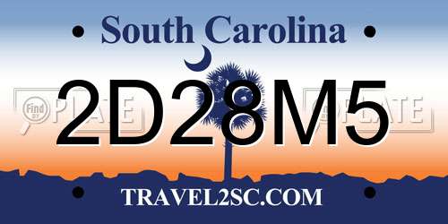 2D28M5 South Carolina License Plate