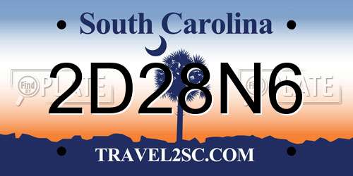 2D28N6 South Carolina License Plate