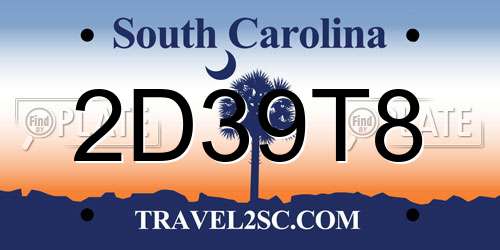 2D39T8 South Carolina License Plate