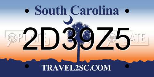 2D39Z5 South Carolina License Plate