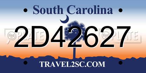 2D42627 South Carolina License Plate