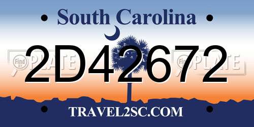 2D42672 South Carolina License Plate