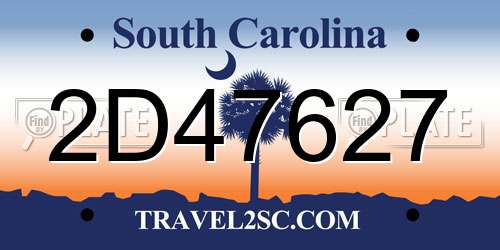 2D47627 South Carolina License Plate