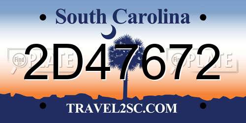 2D47672 South Carolina License Plate