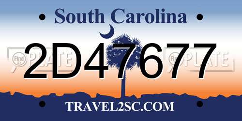2D47677 South Carolina License Plate