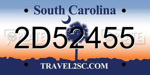 2D52455 South Carolina License Plate