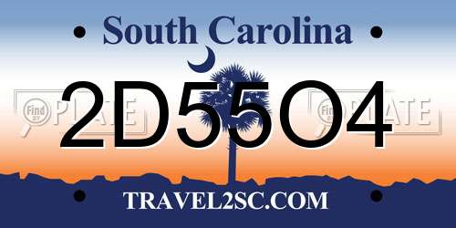 2D55O4 South Carolina License Plate