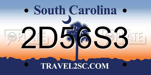 2D56S3 South Carolina License Plate