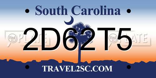 2D62T5 South Carolina License Plate