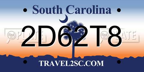 2D62T8 South Carolina License Plate
