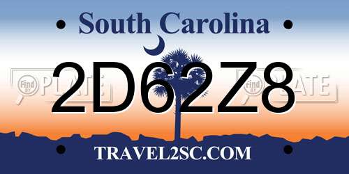 2D62Z8 South Carolina License Plate
