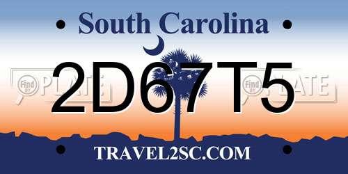 2D67T5 South Carolina License Plate