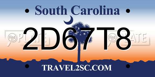 2D67T8 South Carolina License Plate