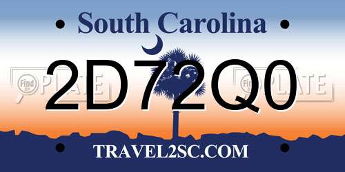 2D72Q0 South Carolina License Plate