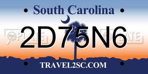 2D75N6 South Carolina License Plate