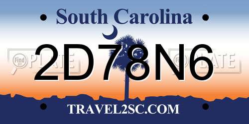 2D78N6 South Carolina License Plate
