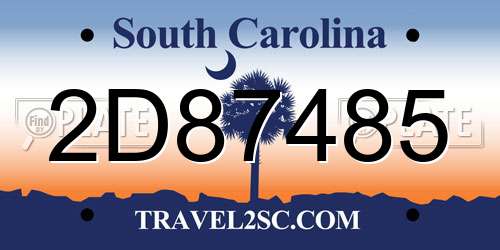2D87485 South Carolina License Plate
