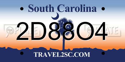 2D88O4 South Carolina License Plate