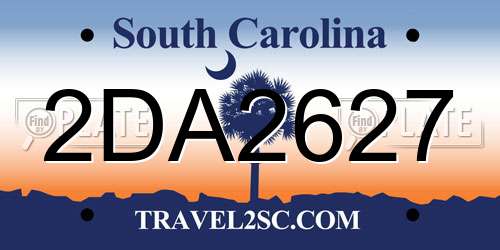2DA2627 South Carolina License Plate