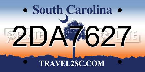 2DA7627 South Carolina License Plate