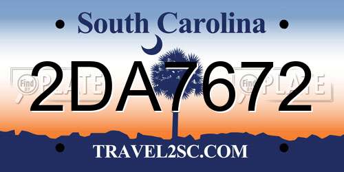 2DA7672 South Carolina License Plate