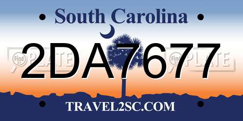 2DA7677 South Carolina License Plate