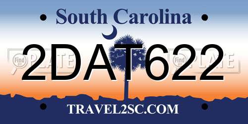 2DAT622 South Carolina License Plate