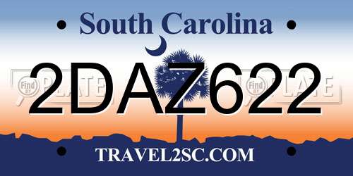 2DAZ622 South Carolina License Plate
