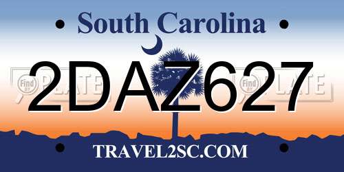 2DAZ627 South Carolina License Plate