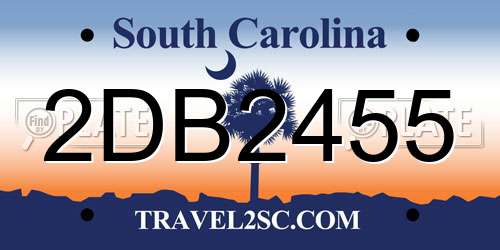 2DB2455 South Carolina License Plate