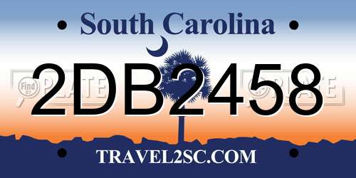 2DB2458 South Carolina License Plate